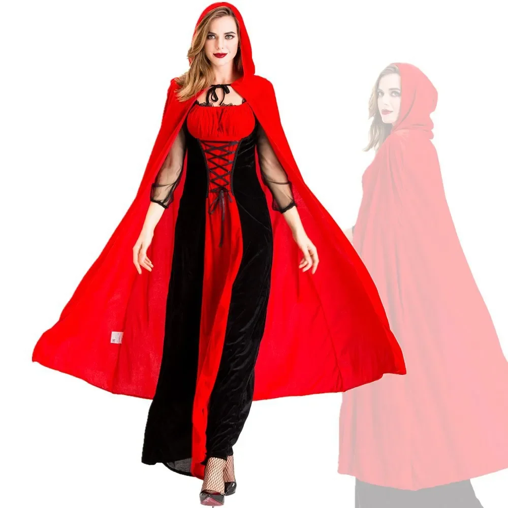 The Vampire Diaries Costume Women Little Red Riding Hood Halloween Party Cosplay Fancy Dress