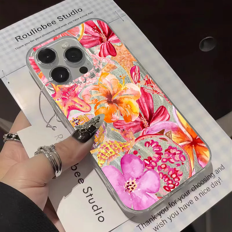 INS Pink Hawaiian Flower Pattern Phone Case for Samsung Galaxy A56 A36 A26 A73 A72 A55 A54 A53 A52 A34 A33 A32 A23 A14 A13 4G 5G