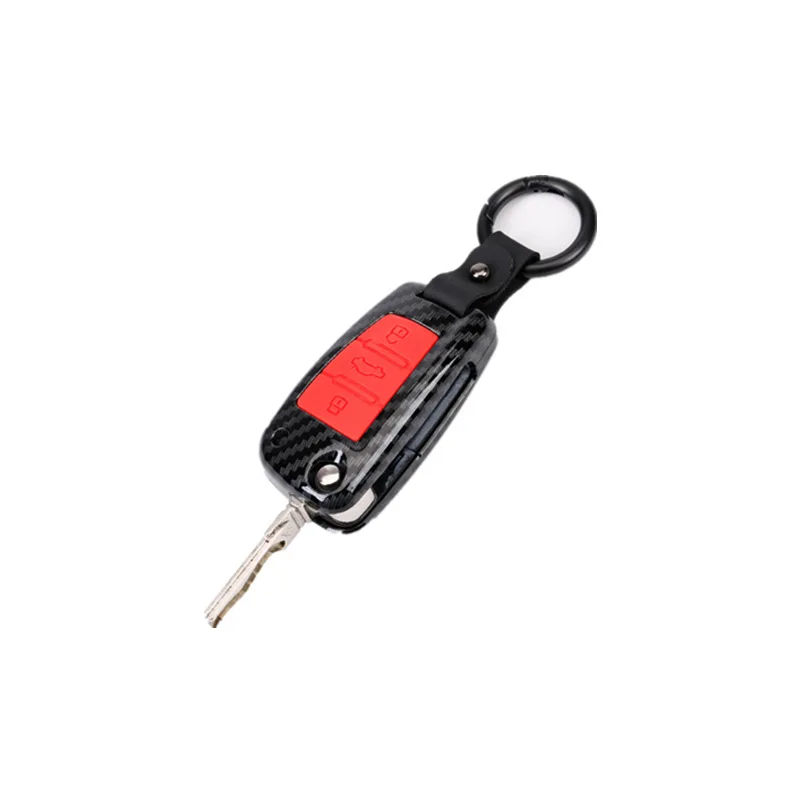 ABS Carbon Fiber Silicone Car Key Case Cover for Audi A3 A4 A5 C6 C7 8L 8P B6 B7 B8 Q3 Q7 TT S3 3 Buttons Remote 3