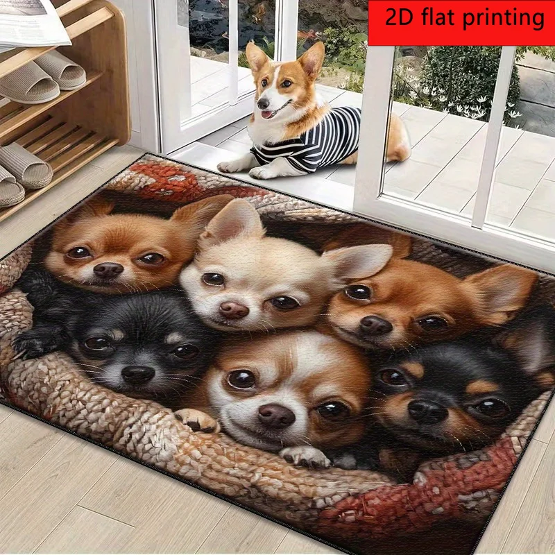Cute Puppy Dog Pet Portrait Mat Throw Rug Blanket for Living Room Home Decor Chihuahua Canine Plush Gift