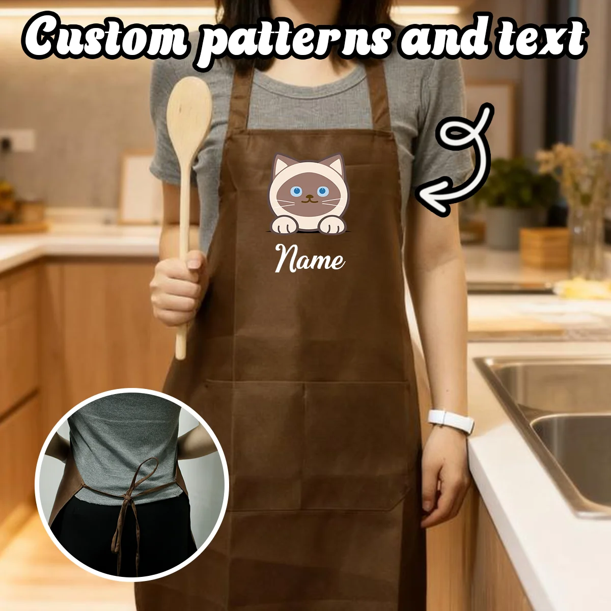 Schürze mit individuellem Namen, personalisierte Schürzen zum Kochen, maßgeschneiderte Schürzen für Männer, anpassbare Kochschürze, Schürze mit Taschen
