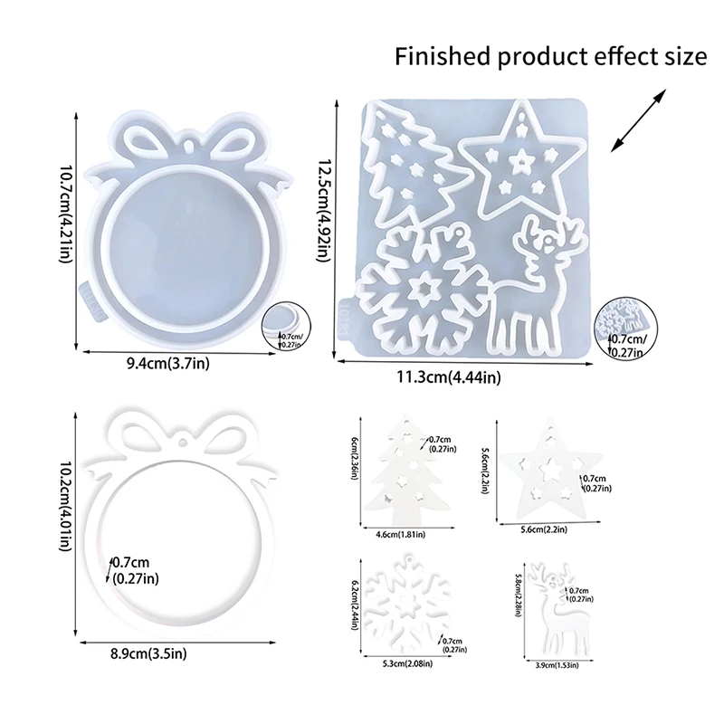 2 шт./компл., силиконовая форма для рождественских украшений, сделай сам, подвеска в виде рождественской елки, бант, круг, снежинка, дом лося, гипсовая форма, подарок ручной работы