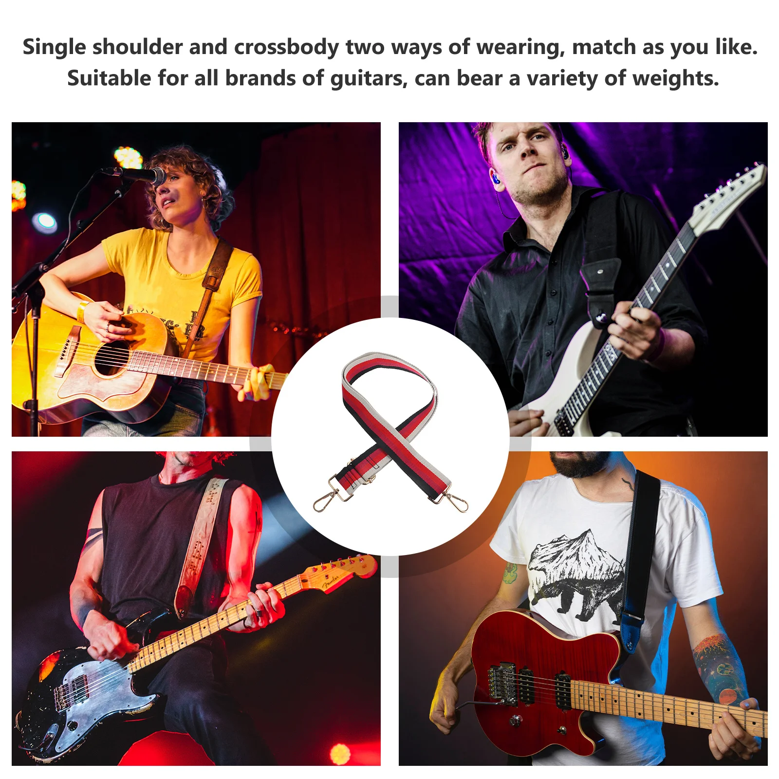 

Cotton Guitar Strap Adjustable Bass Sling Durable Ethnic Style Replacement Belt for Instruments and Crossbody Bags