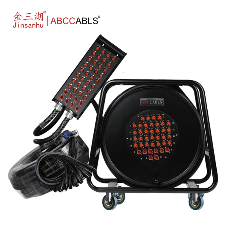 ABCCABLS 40CH 32XLR Female in 8XLR Male Out Stage Audio Snake Cable Reel, Dual Panel Multicore Microphone Snake for Live Show