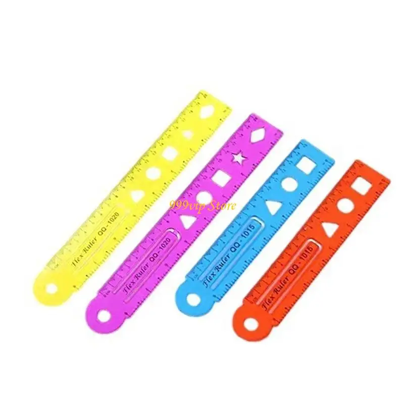 C90C 4 Pcs 15/20/30cm Flexible Ruler Straight Ruler Mathematics Drawing Ruler Soft Bendable Ruler School Office Supplies