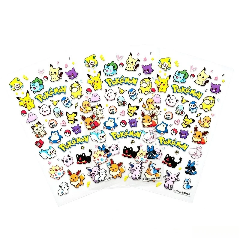 Pokemon Kawaii Stickers Toys Featuring Pikachu Eevee Snorlax Gengar Water Bottle Skateboard Luggage DIY Anime Them