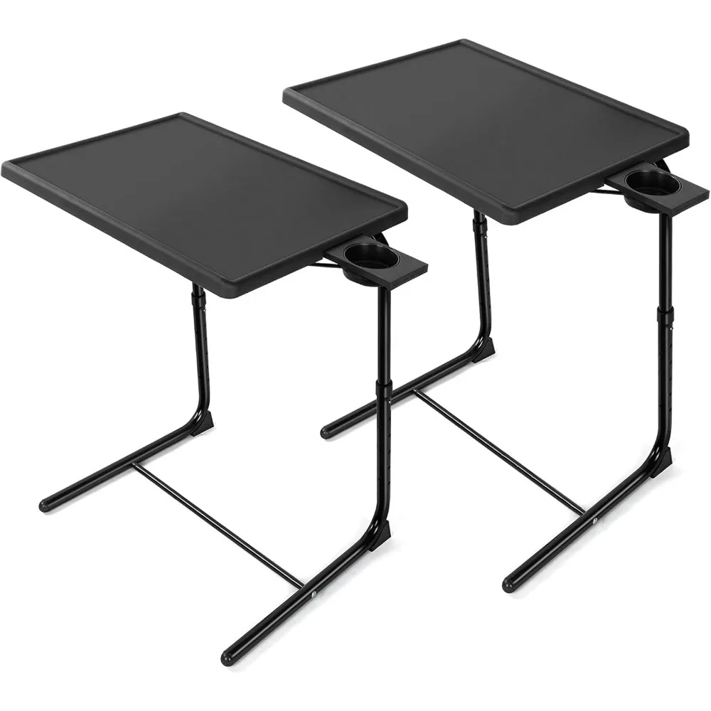 

TV Tray Set of 2 - TV Dinner Tray on Bed & Sofa, Comfortable TV Tray Table with 6 Height & 3 Tilt Angle Adjustments b