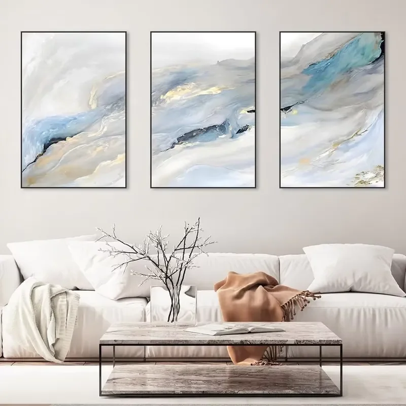 Abstract Still Life Oil Painting on Canvas 3 Piece Set Handmade Wall Art Large Framed Ready to Hang Home Decoration