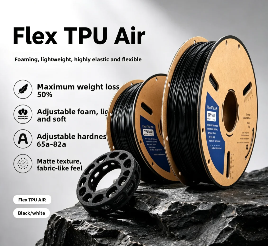 Tpu Flexible Filament - 1KG TPUエアフォーム3Dプリンターフィラメント、軽量、弾性と柔軟性のあるFDM消耗品、複数の硬度65A‑82A