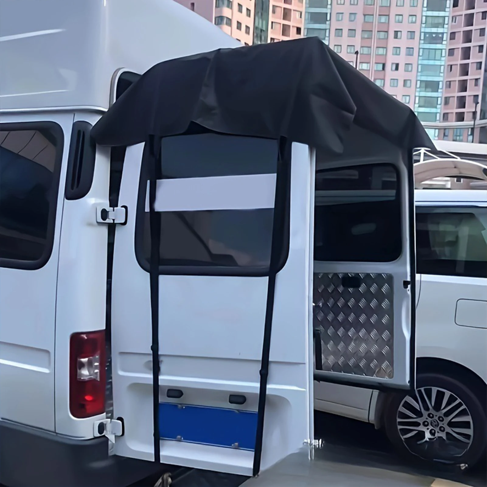 

RV Rear Sunshield Waterproof Net Motorhome UV Blocker Camping Awning Canopy Enhanced Shade & Privacy Rear Tent Screen For SUV RV