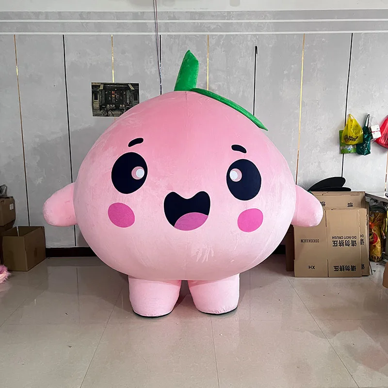 

Pink Peach Inflatable Mascot Costume Fruit Store opening Parade Cartoon Doll Clothes Halloween Christmas Performance Accessories