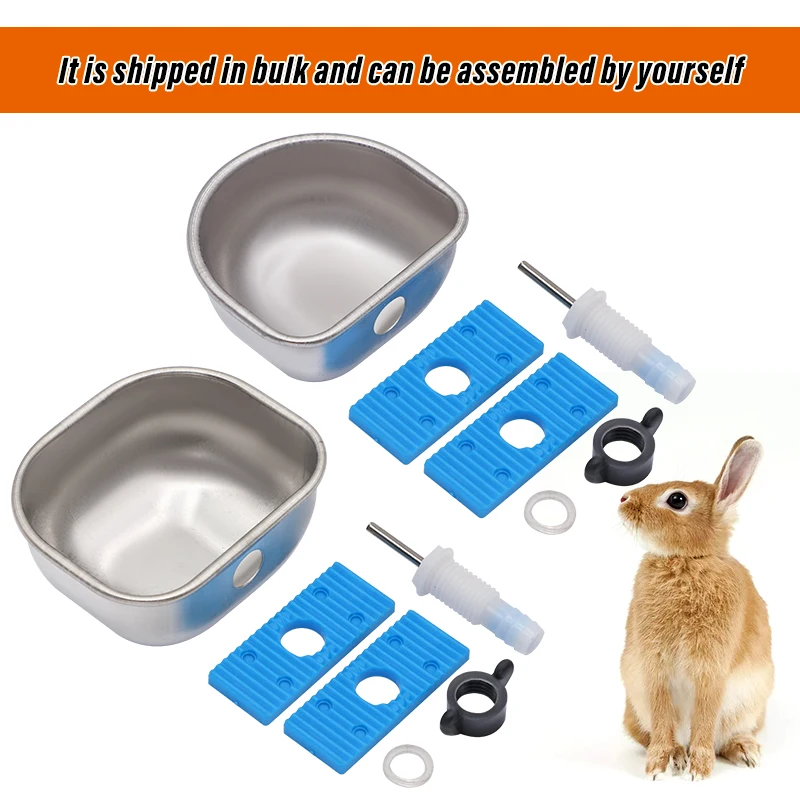 Stainless Steel Rabbit Water Bowl Farm Rabbit Automatic Drinker Rabbit cage fix cup Raising Fox Mink Drinking Bowl 1 Pcs