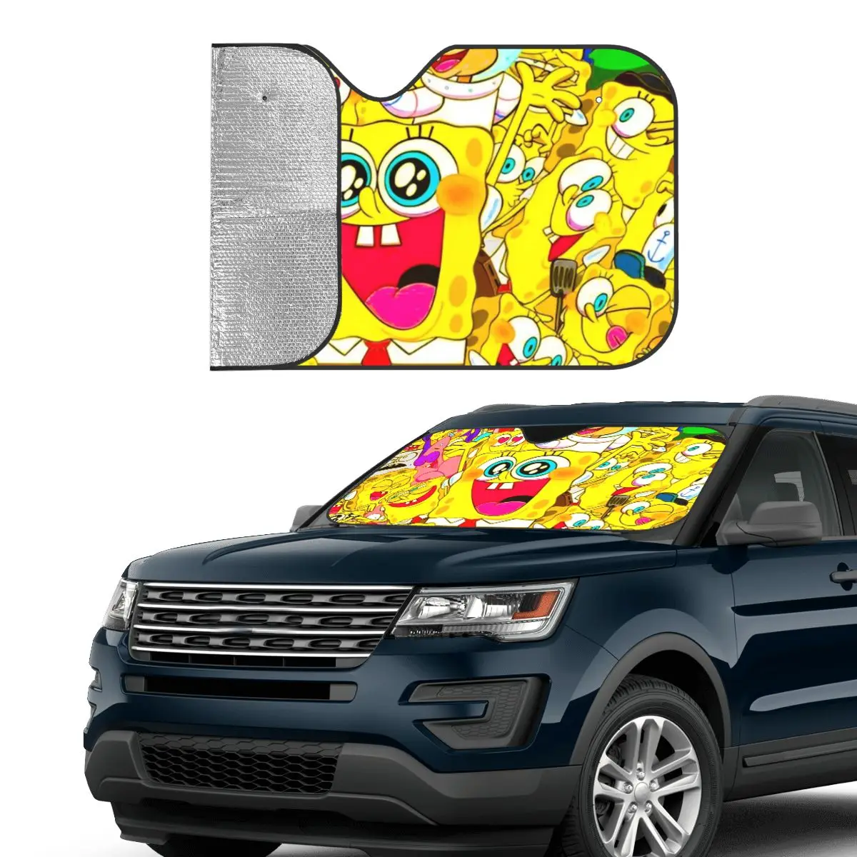 SpongeBobed Anime Cartoon Universal Sunshade Windscreen 70x130cm Foils Car Window Windscreen Cover UV Protector