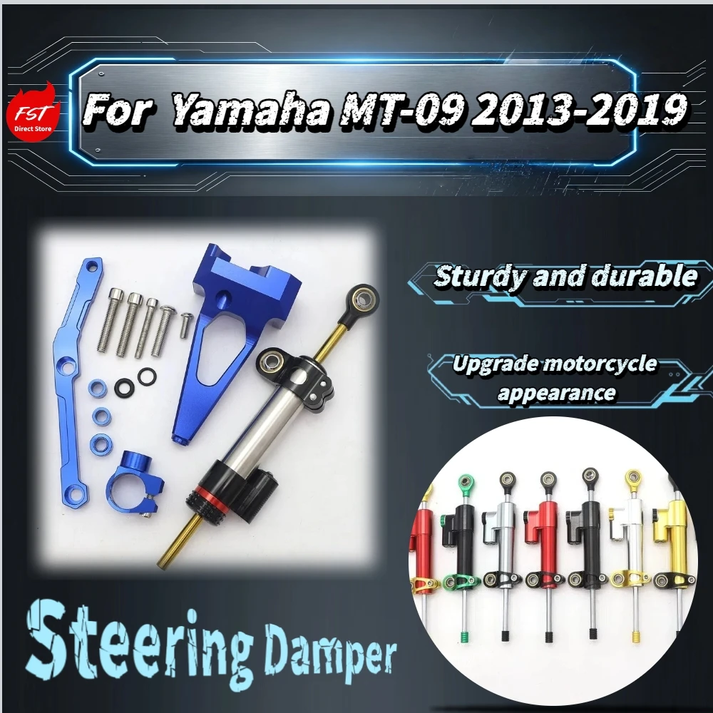 For Yamaha MT09 2013‑2019 Steering Damper Kit Titanium Stabilizer Bracket Mount Hardware Mod Accessories