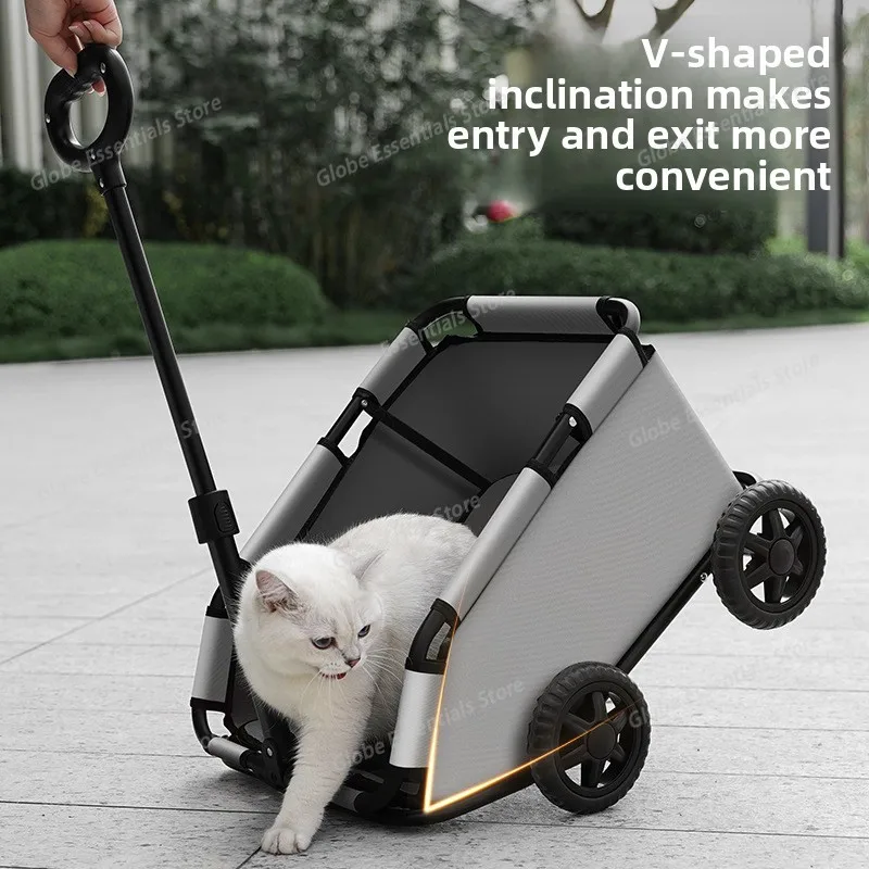 Small Pet Cart Dog Cat Teddy Cart Travel Dog Stroller Lightweight Folding Cat Trolley Pet Stroller
