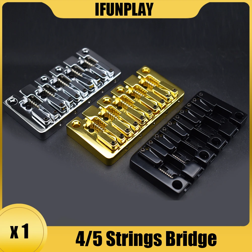 Sillín volteador puente de bajo de 4/5 cuerdas 92,5x45MM/9,5x46MM parte inferior del cuerpo a través de puente fijo de bajo de cuerda negro/dorado/cromo