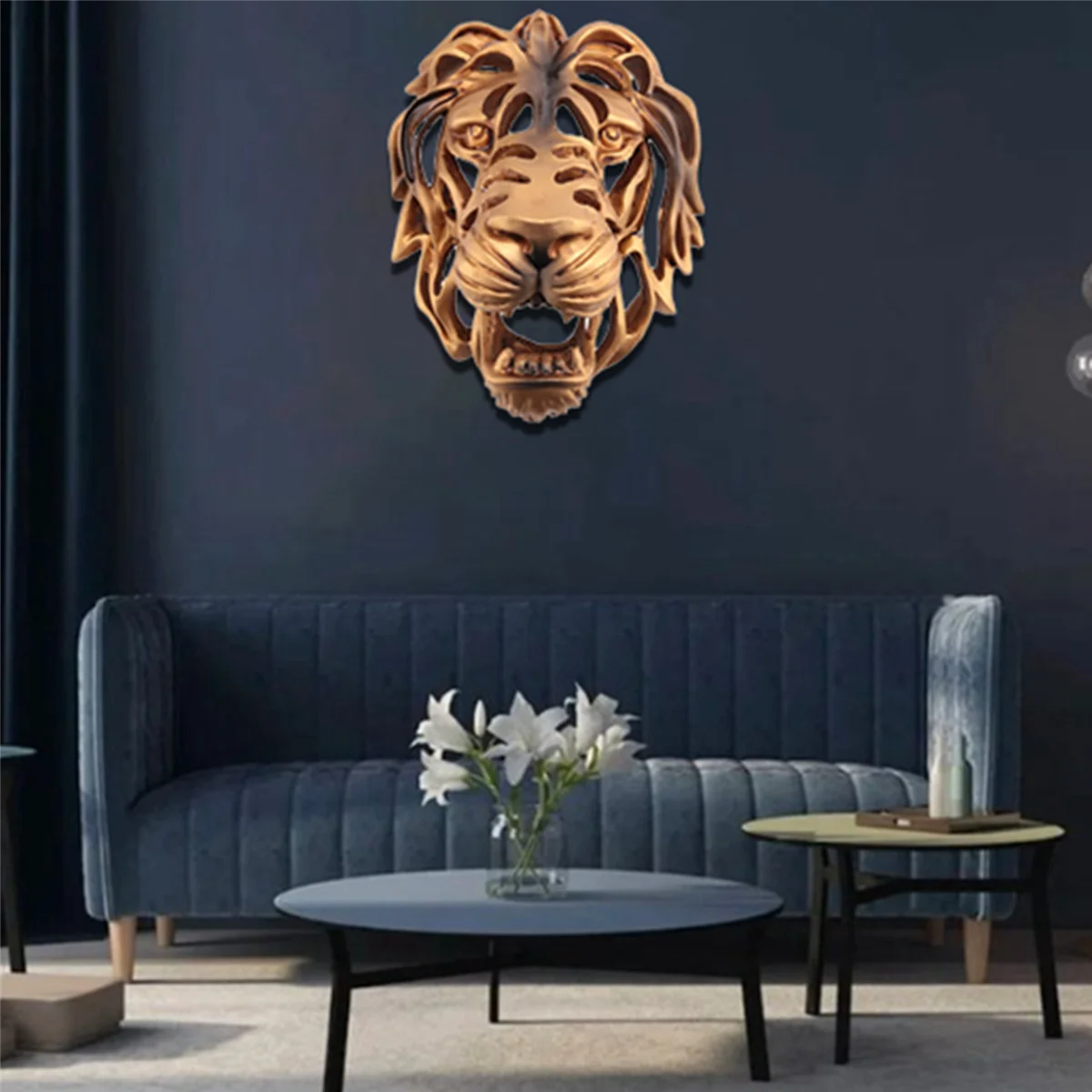 Lion head ornamentNordic Wall Animal Lion Art Wall Luxury Decor Kitchen Wall Bedroom Indoor Resin Lion Wall,Small