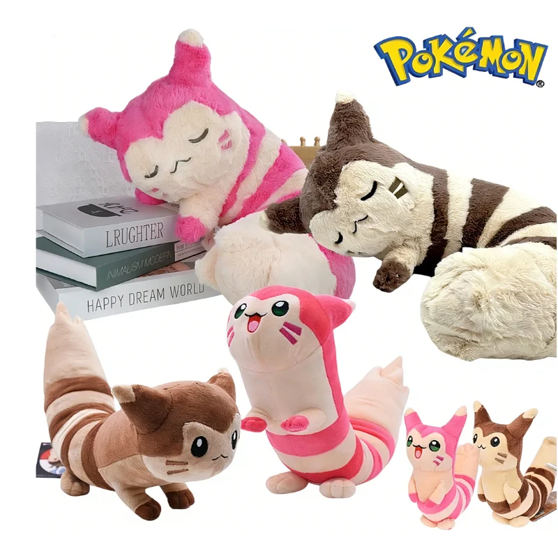 brinquedo-de-pelucia-pokemon-furret-rosa-brilhante-e-marrom-boneco-de-pelucia-fofo-u-shanpe-almofada-macia-para-o-pescoco-presentes-de-aniversario-de-alta-qualidade