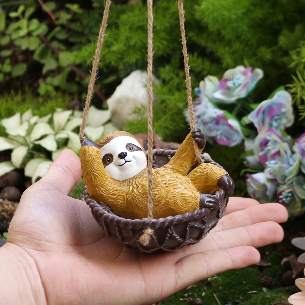 1 Fun Sloth Cradle Swing, Garden Decoration Sloth Pendant, Carefully Prepared Gift, Resin Crafts