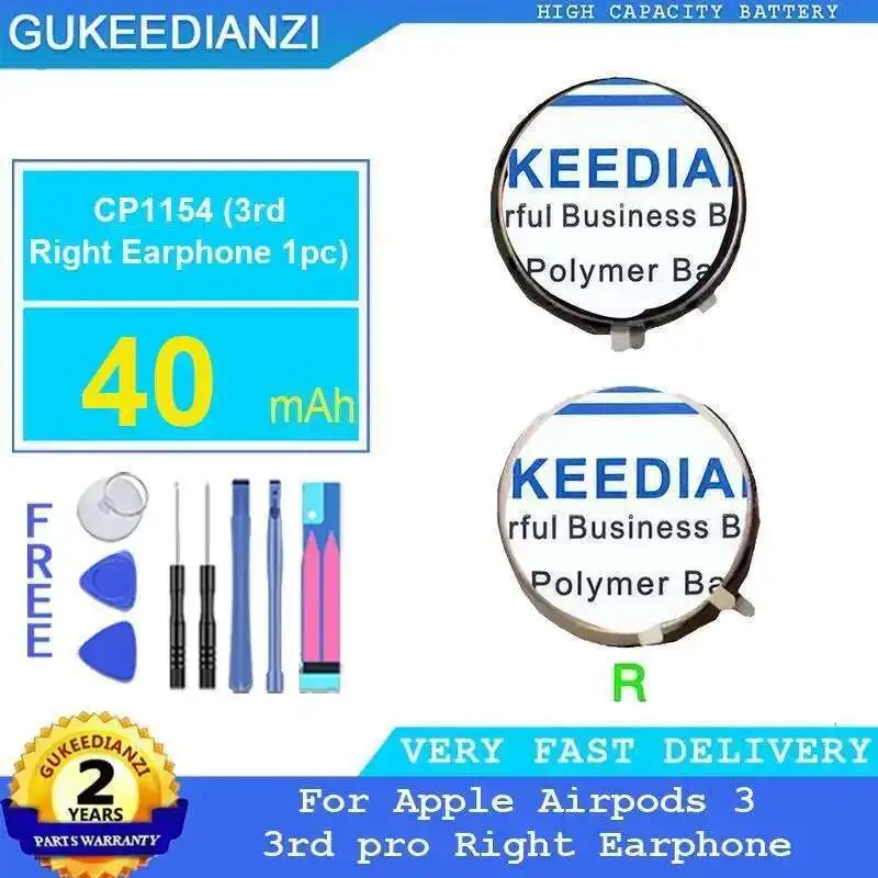 

40 мАч надежная замена для Apple Airpods 3 3Rd Pro правые наушники CP1154 1 шт. легкая батарея