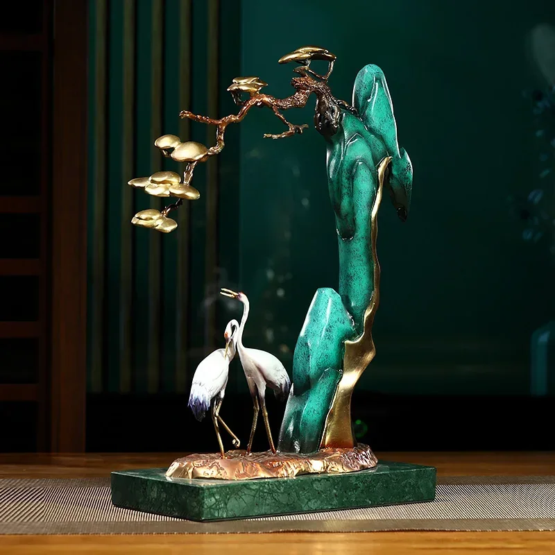 Crane all-copper new Chinese home living room entrance decoration to the elders birthday gifts