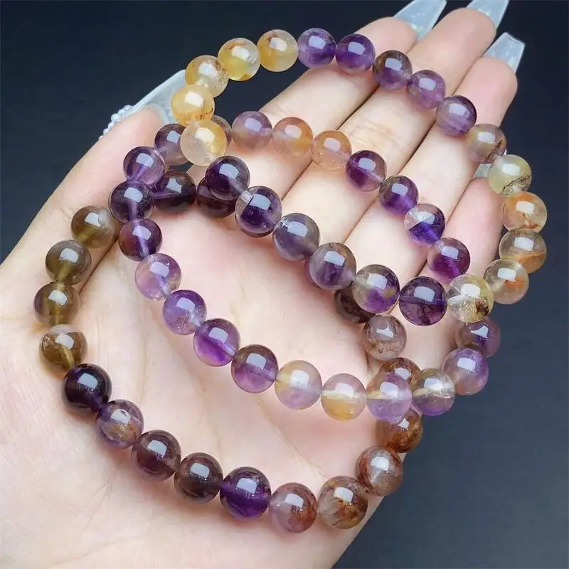 9MM Natural Fanta Quartz Bracelet Crystal Yoga Reiki Healing Fengshui Stone Stretch Bangles Female 1PCS