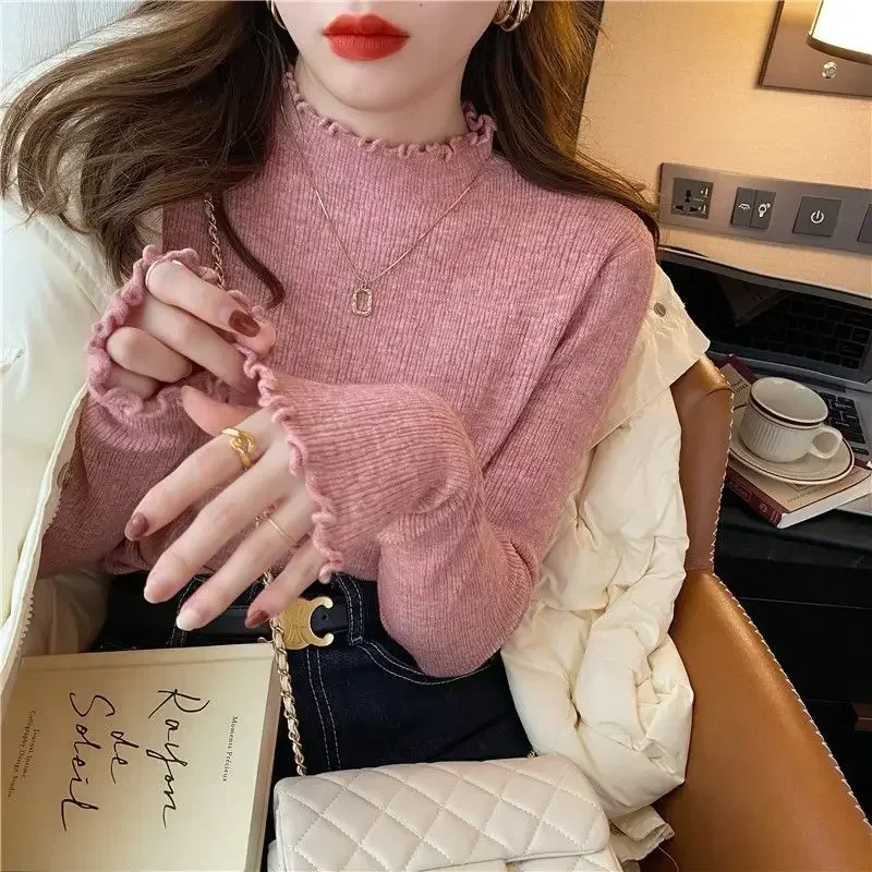 Ladies Pullovers Basic Women's Knit Sweater Elegant Korean Style Autumn Fashion Thermal Hot Sale Winter Cheap Top Light Warm All