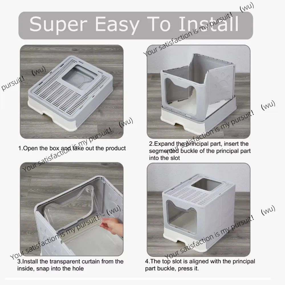 Práctica caja de arena plegable: design de cajón con cuchara para une facile gestion de residuos de gatos
