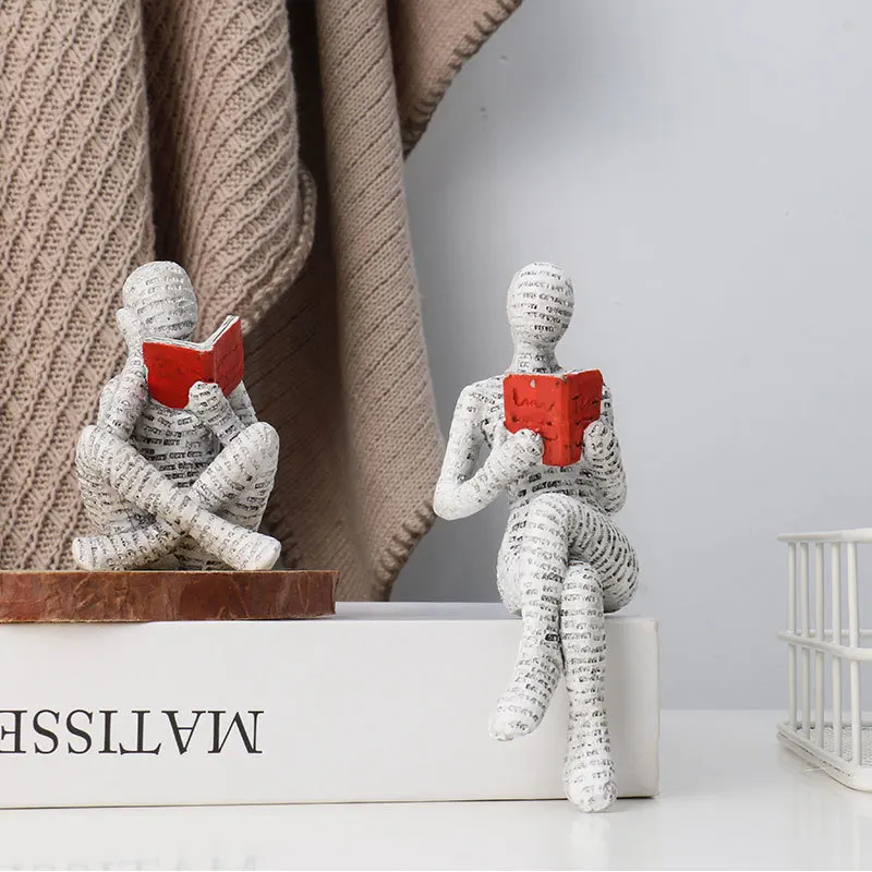 Creative Raise Legs Reading Women Resin Crafts Home and Office Desktop Bookshelf Resin Decoration Abstract Statue Craft Gifts