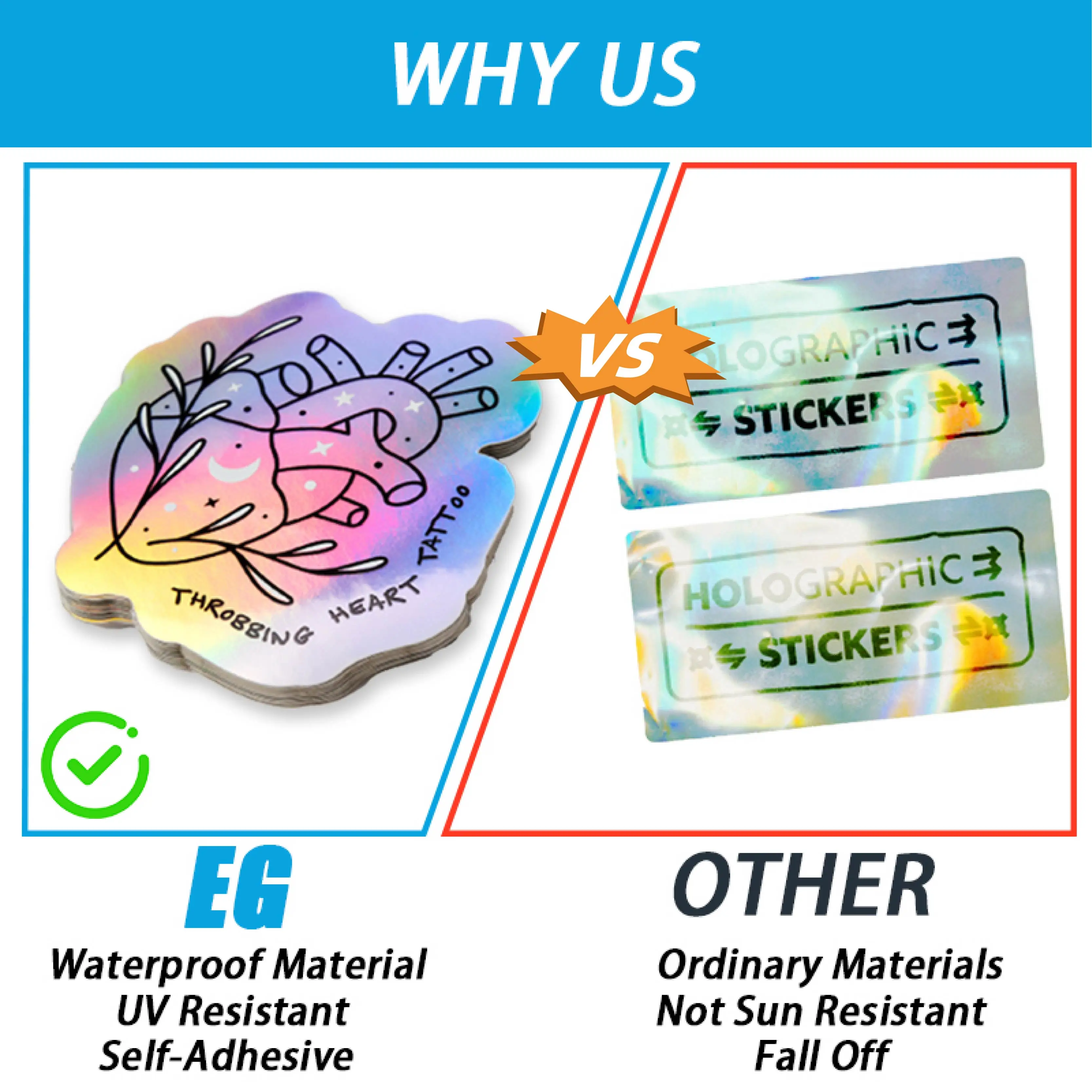 Custom High-definition Printing Die Cut Vinyl Laser Sticker Self Adhesive Waterproof Hologram Sticker