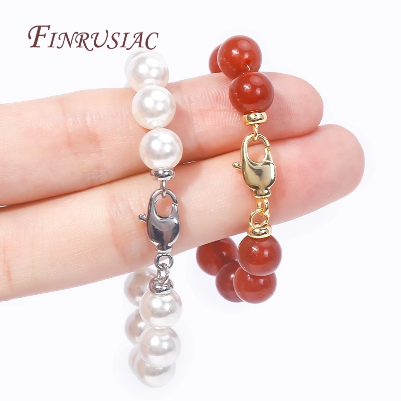 18K Gold Plated Brass Lobster Clasps For DIY Pearl Necklace Supplies Fashion Jewellery Connector Clasps End Caps Fastener Clasp