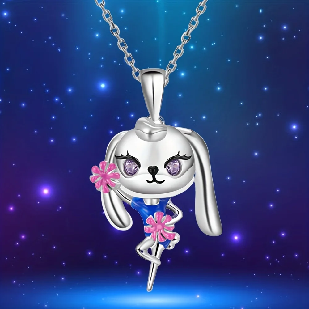 Fashion Pretty Cheerleader Bunny Creative Pendant Necklace Exquisite Versatile Ladies Necklace Perfect Gift for Girls Ladies