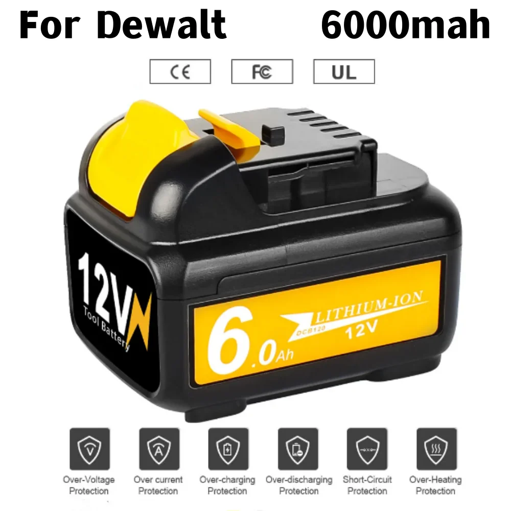 For Dewalt DCB120 Tool Battery 12V 6000mAh Rechargeable Battery For Dewalt DCB127 DCB121 DCB119 DCR020-GB DCF815D2 Power Tool