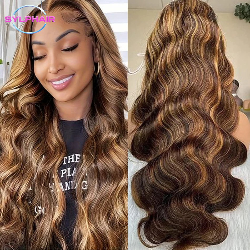 

13x6 HD Highlight Lace Frontal Wig Human Hair 13x4 Honey Blonde Body Wave Lace Front Wigs For Women Glueless Wigs Pre Plucked
