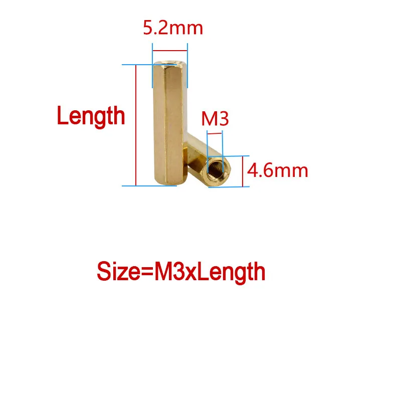 M3 Hex Brass Motherboard Standoffs Feamle to Female Board Rack Spacers Thread PCB Spacing Columns Hexagonal Bolt Screw Standoff
