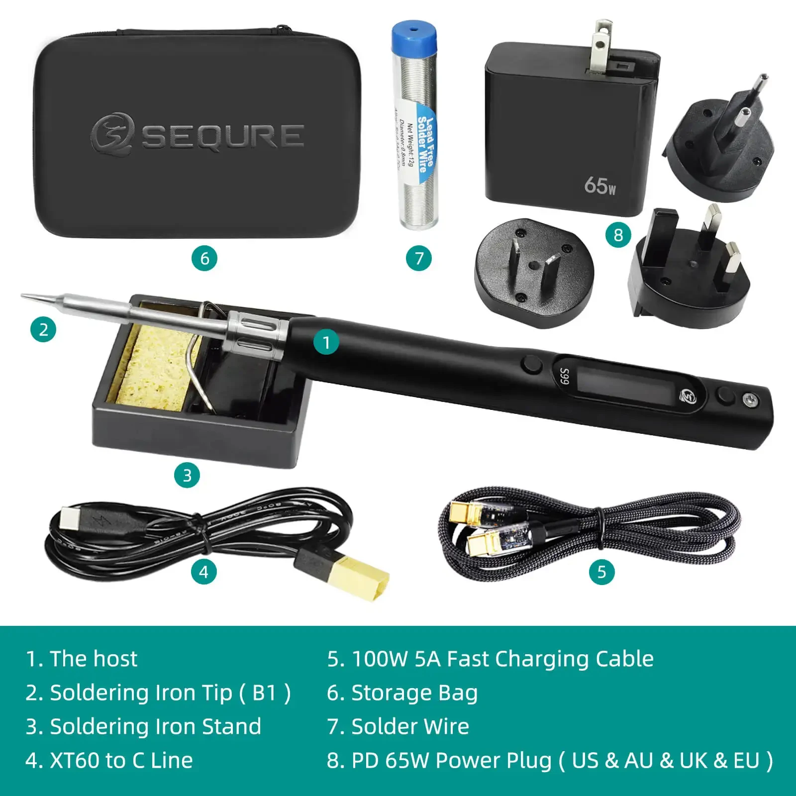 SEQURE S99 Repair Tool High Power 75W/150W Soldering Iron with C245 Tip Compatibility Anti-Static Welding Pen for Drone RC Model