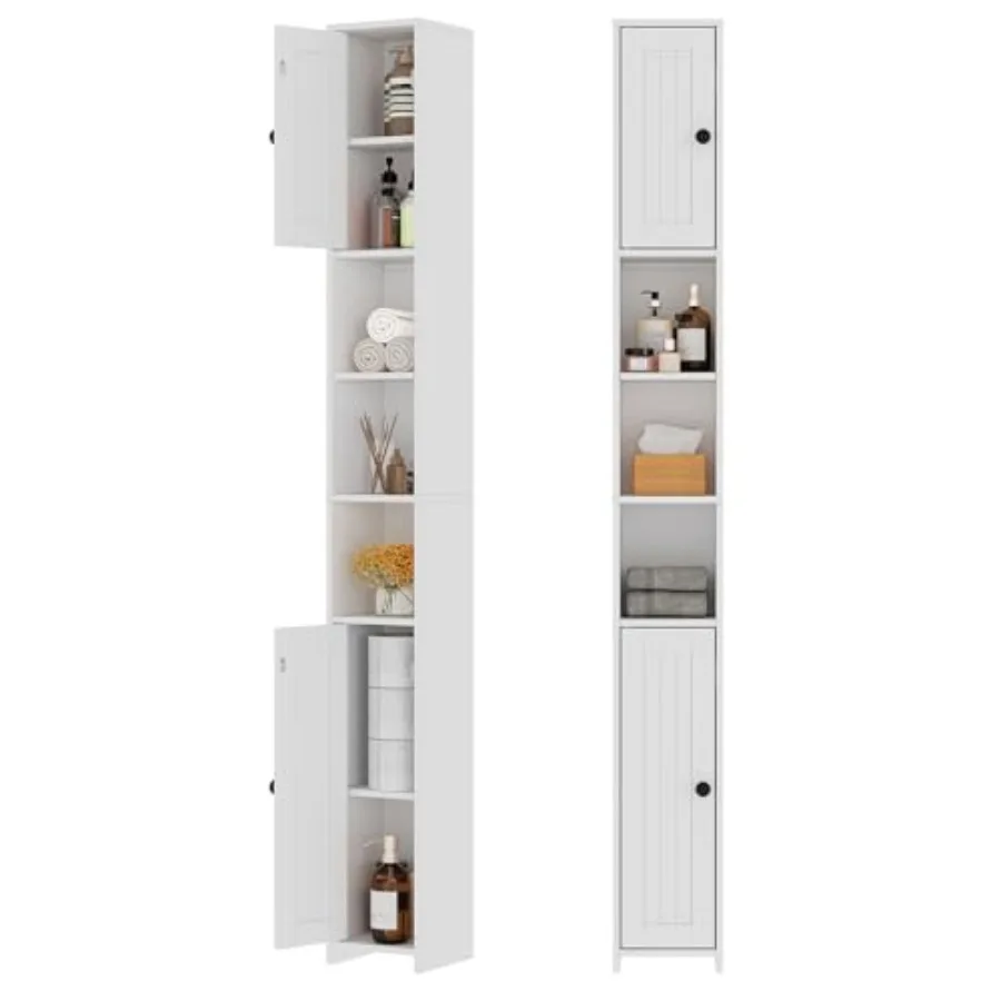 

Tall Slim Bathroom Storage Cabinet with 2 Doors, Adjustable Shelves, 7.87''L*7.87''W*67''H, Narrow Cabinet with Anti-Tip for To