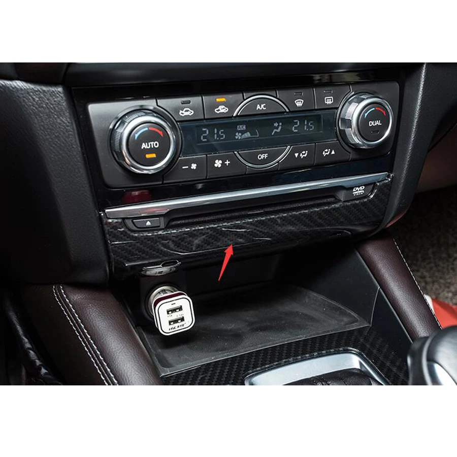 YAQUICKA For Mazda 6 Atenza 2017 2018 Carbon Fiber Style Car Interior Front Console CD Panel Cover Trim Sticker Mouldings ABS