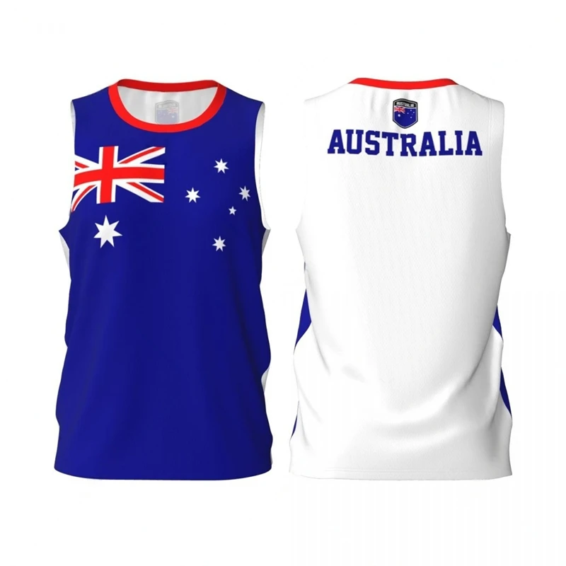 Australia Flag Basketball Tank Tops Summer Fashion National Emblem 3D Printed Sleeveless T Shirts Loose Quick Dry Sports Vest