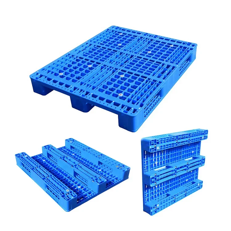 ผู้ผลิตพาเลทพลาสติกกันลื่นราคาต่ํา Hdpe Heavy Duty Euro Pallet เก้าขา 3 นักวิ่งพาเลทพลาสติก