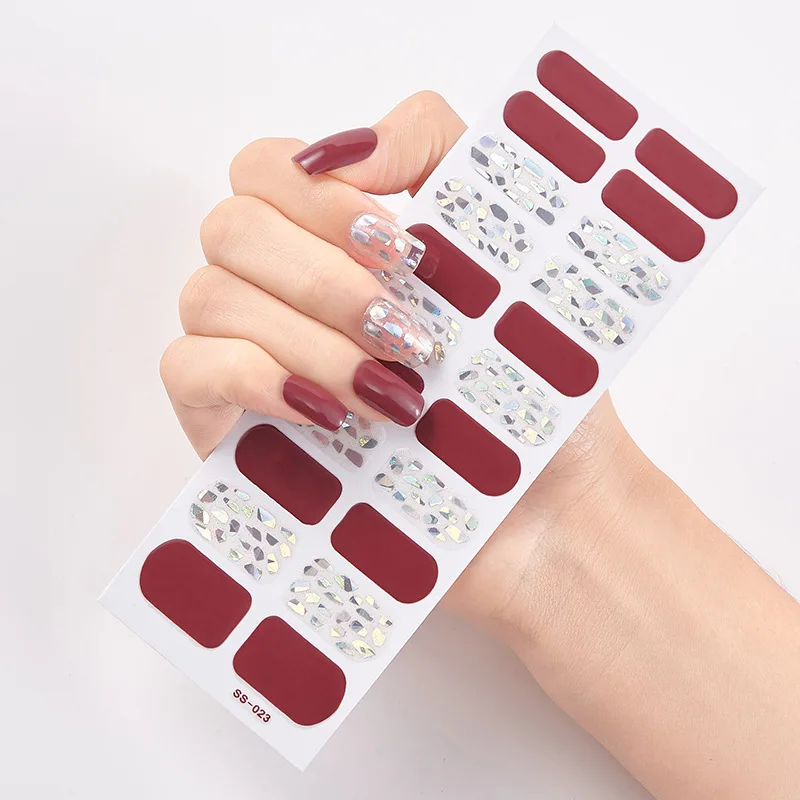 22Pcs Europe and the United States hot gold 3D laser nail stickers Colourful Christmas letters nail stickers full sticker art