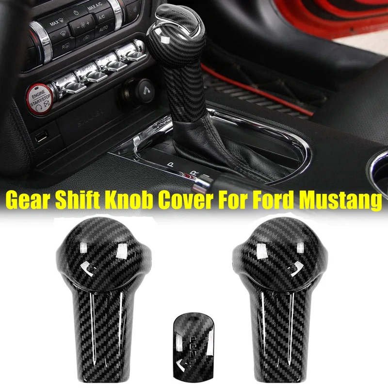 

Gear Shift Knob Cover Trim For Ford Mustang 2015-2023 Automatic Transmission Auto Interior Sticker Carbon Fiber Style Moulding