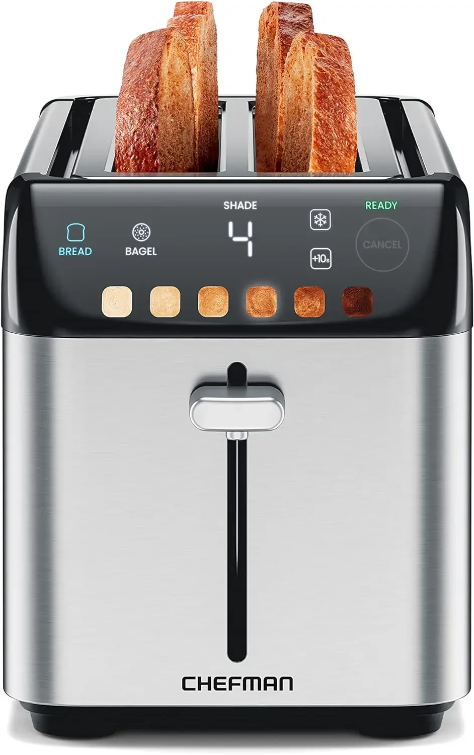 NEW Smart Touch 4 Slice Digital Toaster, 6 Shade Settings, Stainless Steel Toaster 4 Slice with Extra-Wide Slots