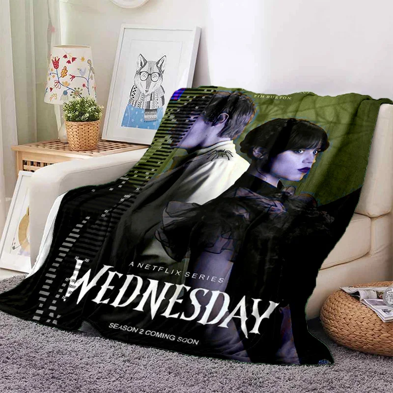 W-Wednesday آدامز الرعب الخيال فيلم بطانية لينة ودافئة للتخصيص أريكة مكتب قيلولة تكييف الهواء بطانية