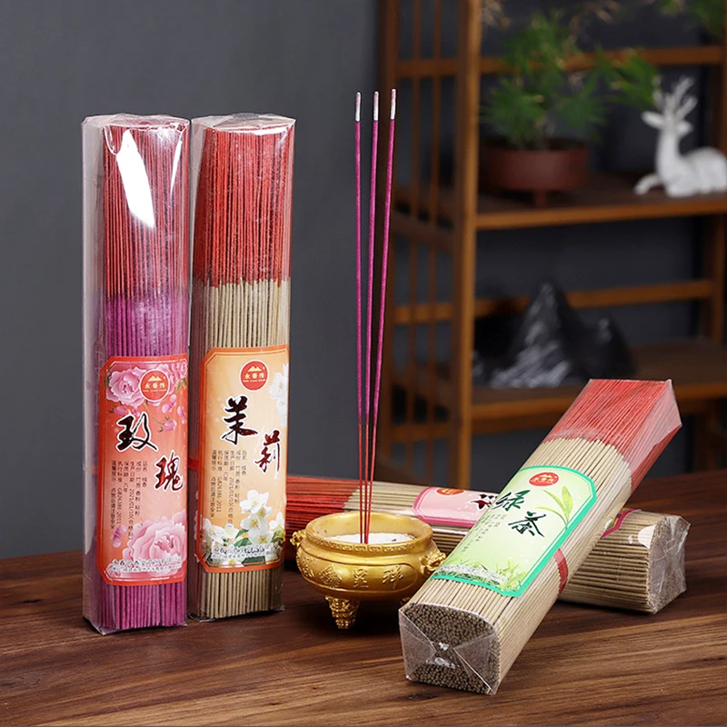 Floral Scent Incense Sticks Smoke-free Bamboo Stick Scented Jasmine Rose 32cm Bulk Stick Incense 500g Line Protection Incense