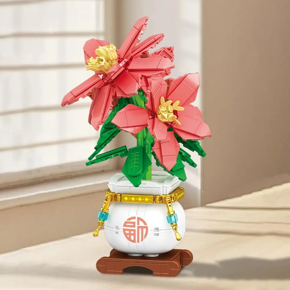 

Plastic Artificial Flowers Building Blocks Desktop Ornaments Home Decoration Bonsai Assembly Model Block DIY Plant Puzzle Blocks