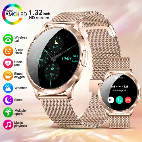 LIGE 2025 nuevo reloj inteligente para mujer relojes con pantalla AMOLED IP68 Monitor de ritmo cardíaco impermeable reloj inteligente para mujer para Huawei Xiaomi