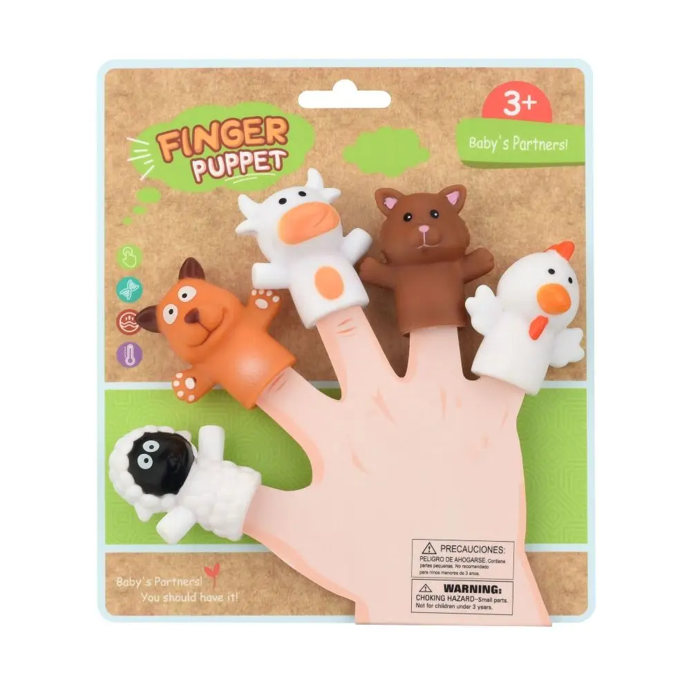 Colorful Mini Animal Hand Puppet Educational Toy Montessori Doll Finger Puppet Toy Set Safety Family Dinosaur Finger Puppet