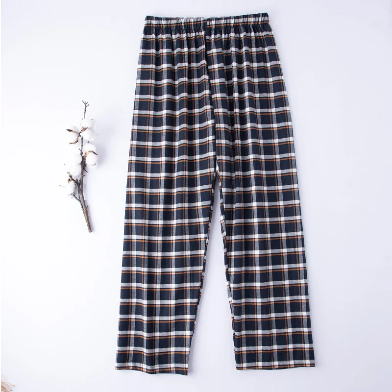 Pijama a cuadros de algodón 100% para hombre, pantalones largos de dormir, informales, holgados, ropa de dormir cómoda y transpirable