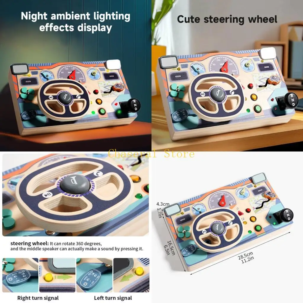 E7CE Interactief realistisch stuurwiel Drukke borden Leren speelgoed met geluidseffect